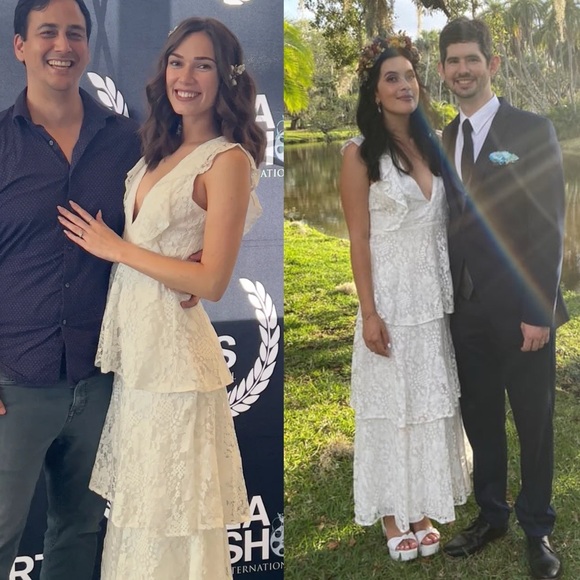 White Lace Ruffled Tiered Molinetto Maxi Dress 🌿 - Picture 6 of 12